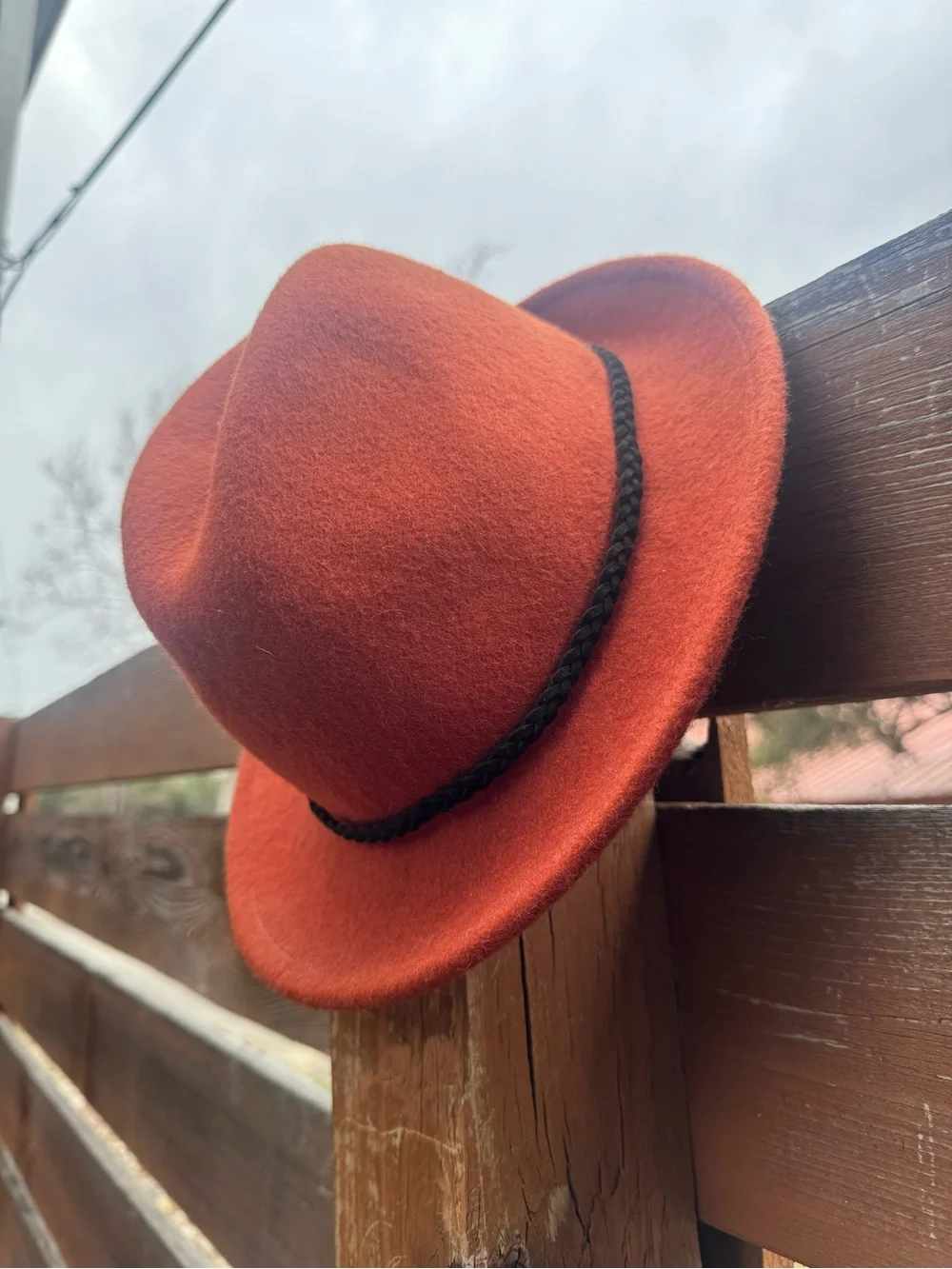 Vintage Orange Wool Fedora Hat